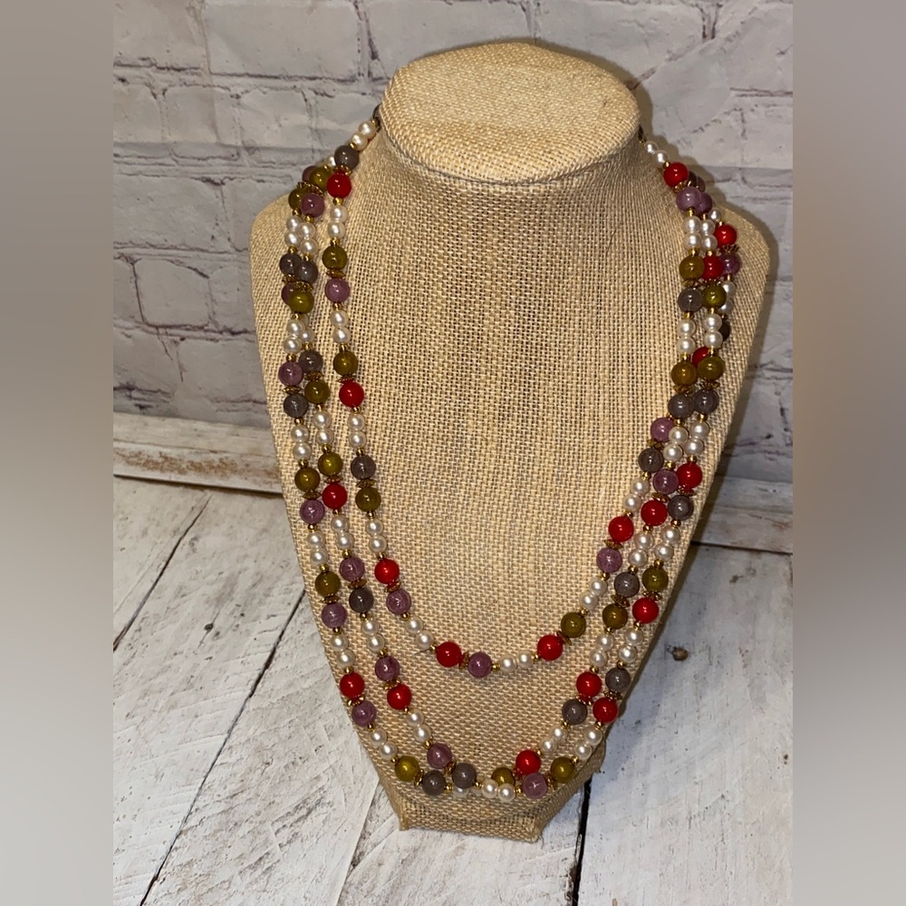 Vintage Elegant Multicolor Beaded Necklace